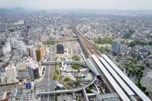 岐阜シティ・タワー43から岐阜駅前を望む